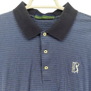Robert Trent Jones PGA Tour Mens Blue Striped Golf Polo Shirt Size L Large